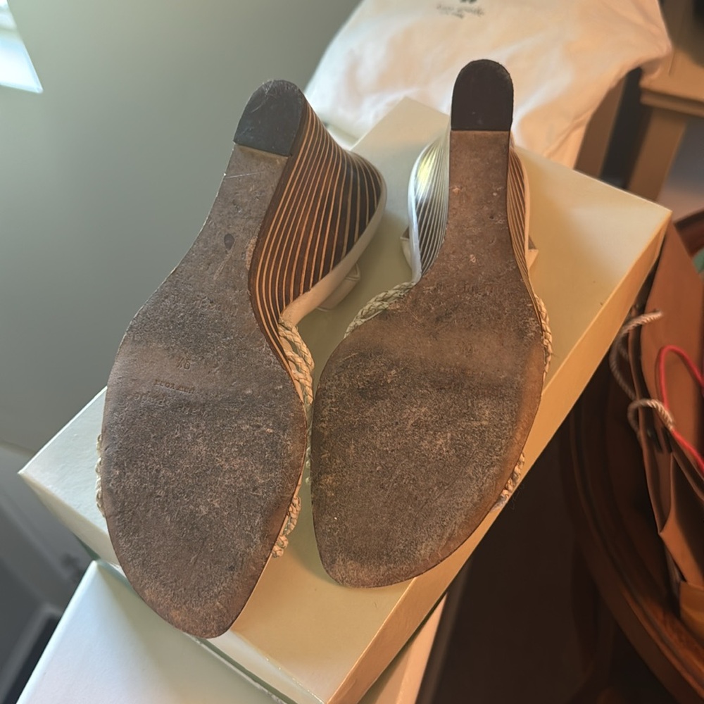 Kate Spade Ariel wedges Strappy Sandals Cream 9.5 - Picture 3 of 4